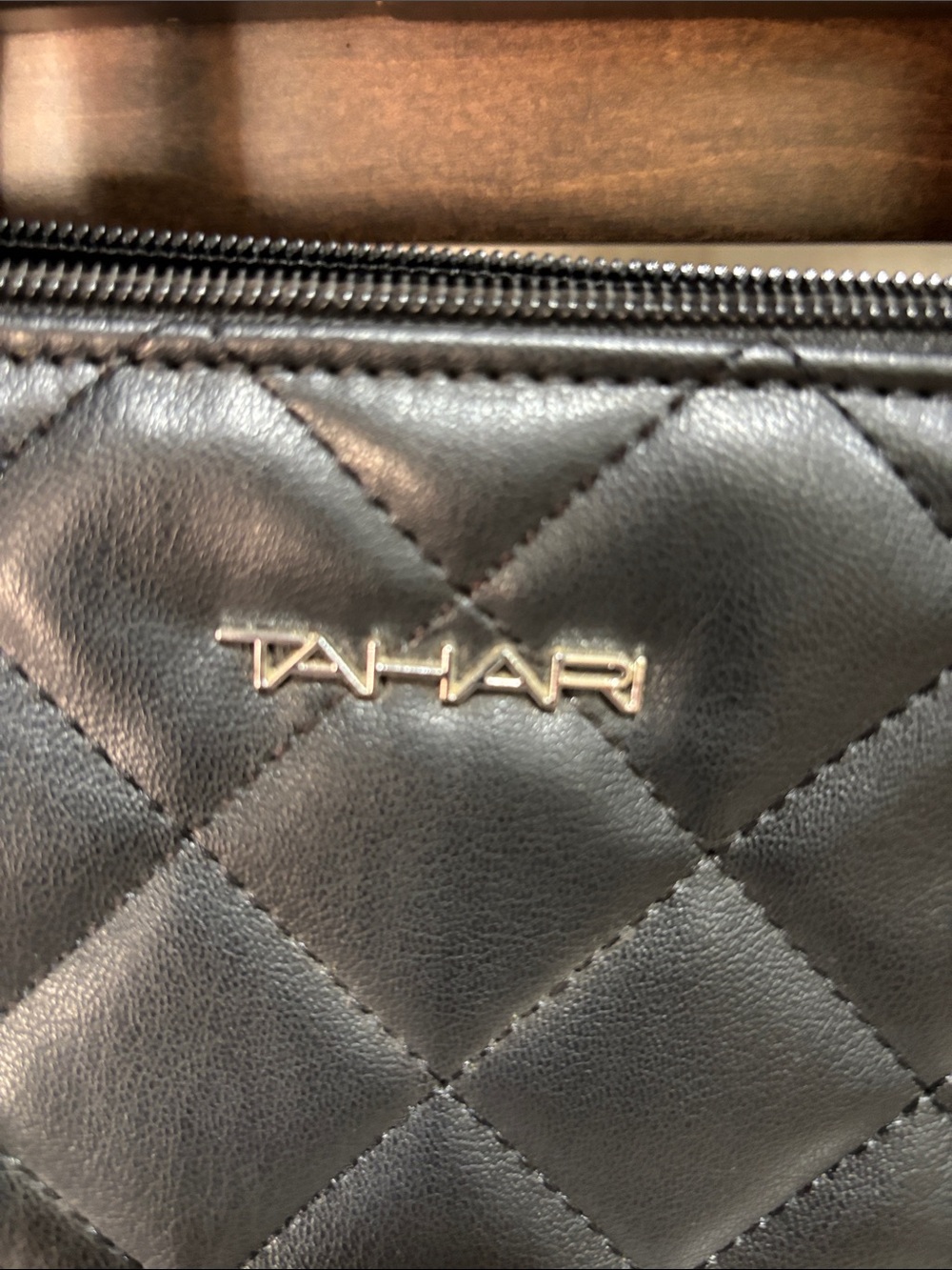 Tahari Black Quilted Leather Tote - Picture 5 of 11
